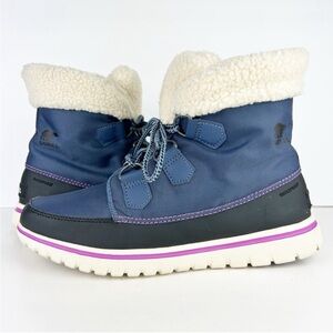 Sorel Cozy Carnival Waterproof Sporty Lightweight Lace Up Navy Blue Black Boots